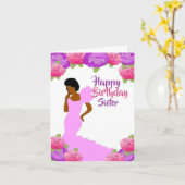 Fly Sister African American Birthday Kaart (Gele Bloem)