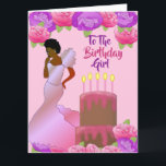 Fly Sister African American Birthday Kaart<br><div class="desc">Deze mooie en elegante verjaardagskaart heeft roze en paarse rozen en een Afrikaanse Amerikaanse vrouw in een roze jurk. Pak deze klastige en schattige verjaardagskaarten voor je zus en laat haar glimlachen.</div>