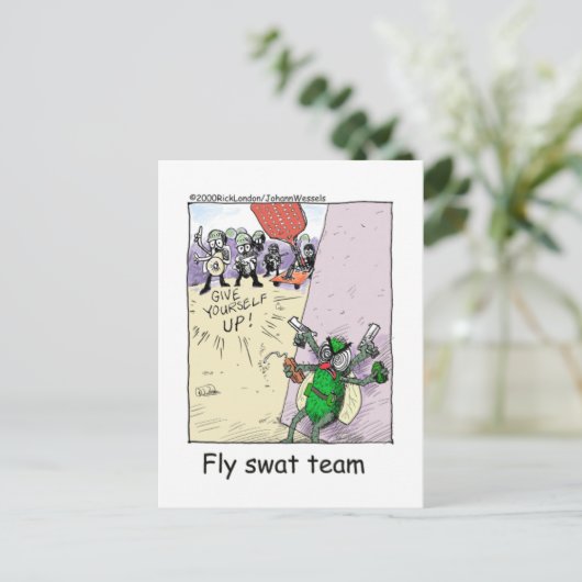 Fly Swat Team Funny Police Gifts & Collectibles Briefkaart (Staand voorkant)