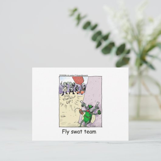 Fly Swat Team Funny Police Gifts & Collectibles Briefkaart (Staand voorkant)