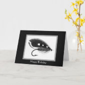 Fly vissen lokken Verjaardag Kaart (Gele Bloem)