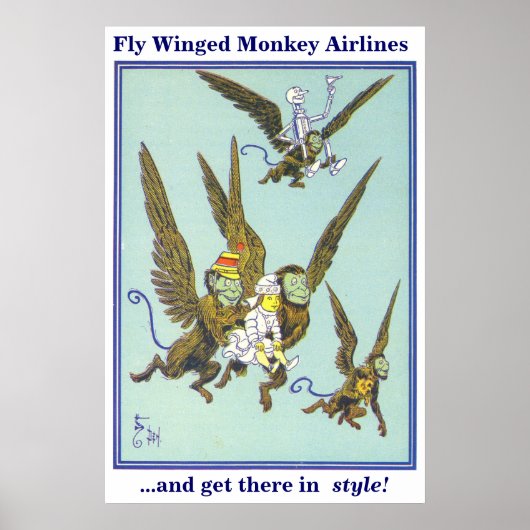 Fly Winged Monkey Airlines Poster (Voorkant)