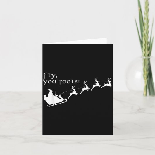Fly You Fools Santa Sleigh Reindeer Christmas  Kaart (Voorkant)