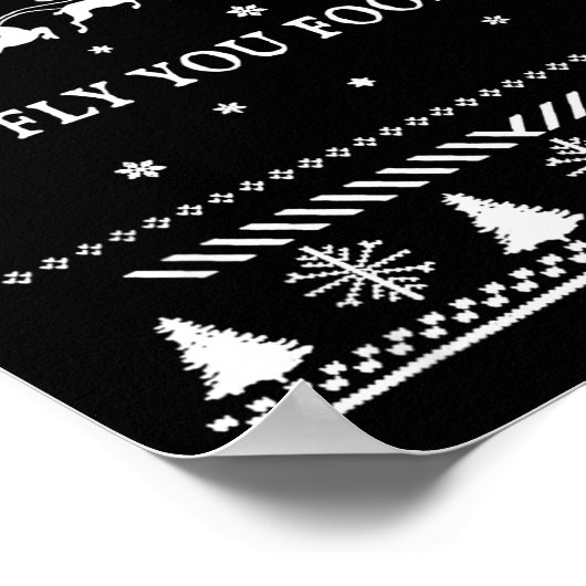 Fly You Fools Wizard Santa Sleigh Reindeer Christm Poster (Hoek)