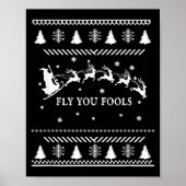 Fly You Fools Wizard Santa Sleigh Reindeer Christm Poster (Voorkant)
