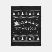 Fly You Fools Wizard Santa Sleigh Reindeer Ugly Ch Fleece Deken (Voorkant)