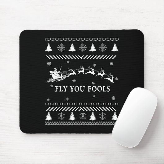 Fly You Fools Wizard Santa Sleigh Reindeer Ugly Ch Muismat (Met muis)