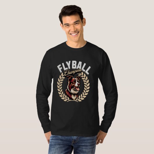 Flyball Kampioen Flyball Hond Parkour Border Colli T-shirt (Voorkant volledig)