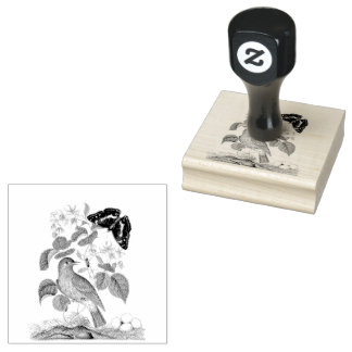 Flycatcher Bird Butterfly Scrapbooking Rubberstempel