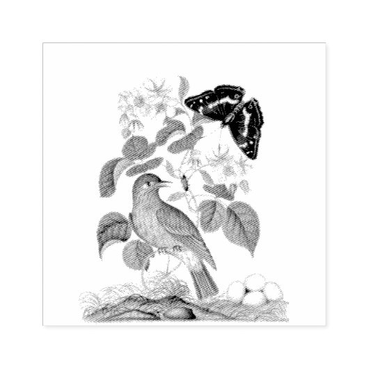 Flycatcher Bird Butterfly Scrapbooking Rubberstempel (Afrduk)
