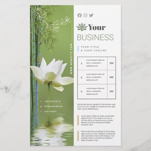 Flyer 14 x 21,6 cm Zen Lotus Vert (Voorkant)