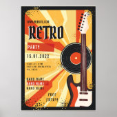 Flyer Announge van het muziekfeestje Retro Poster (Voorkant)