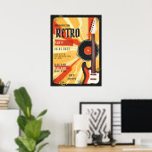 Flyer Announge van het muziekfeestje Retro Poster (Thuiskantoor)
