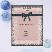 Flyer Antiek Old Paper Roze Black Bows Sjabloon (Enkel)