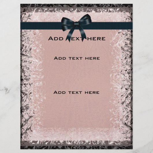 Flyer Antiek Oud Papier Roze Zwarte Bogen Sjabloon (Achterkant)