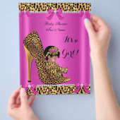 Flyer Baby shower Baby Cute Girl Leopard Hot Pink (Hand)