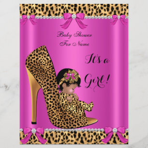 Flyer Baby Shower Baby Lief Meisje Luipaard Heet R