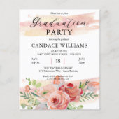 FLYER Boho Peach Floral Afstudeerder Party Invitat (Voorkant)