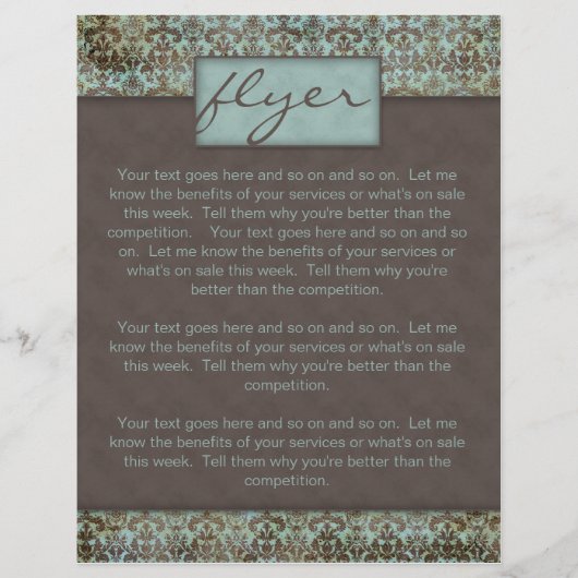 Flyer Damask Turquoise Blue Brown 5 (Voorkant)