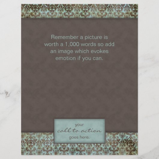 Flyer Damask Turquoise Blue Brown 5 (Achterkant)