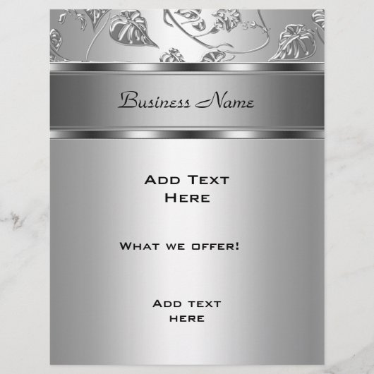Flyer Elegant Classy Silver Embossed Floral (Voorkant)