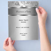 Flyer Elegant Classy Silver Embossed Floral (Hand)