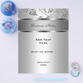 Flyer Elegant Classy Silver Embossed Floral (Enkel)