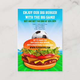 Flyer Hype Burger Cafe Sports Bar Soccer Food Visitekaartje