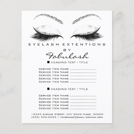 Flyer Makeup Beauty Glitter Silver White Lashes (Voorkant)
