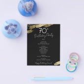 Flyer Menu Zwart en Goud 70e Verjaardagsfeest (Enkel)