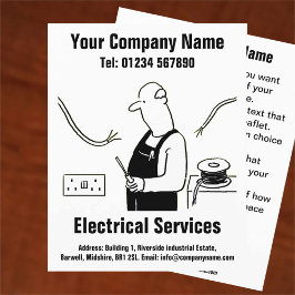 Flyer met cartoonontwerp voor elektrische diensten