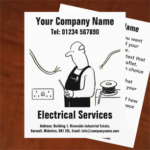 Flyer met cartoonontwerp voor elektrische diensten