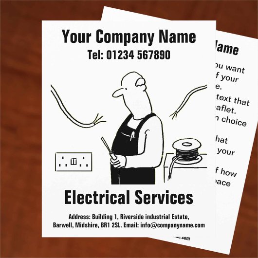 Flyer met cartoonontwerp voor elektrische diensten