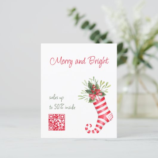 Flyer met qr-code en kerstverkoop op maat (Staand voorkant)