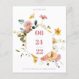 Flyer om budgetbloemen te besparen op de datum