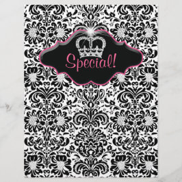 Flyer Salon Bloemendessin Zwart Wit Roze Kroon