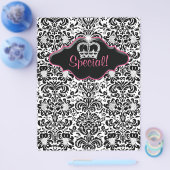 Flyer Salon Bloemendessin Zwart Wit Roze Kroon (Enkel)