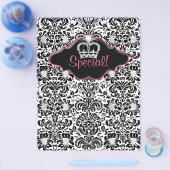 Flyer Salon Floral Damask Black White Pink Crown (Enkel)