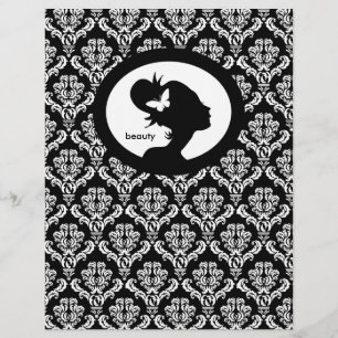 Flyer Salon Vlinder Vrouw Silhouet Zwart Wit