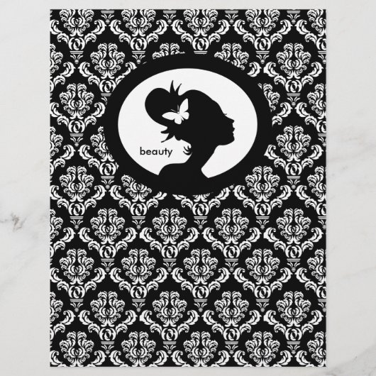Flyer Salon Vlinder Vrouw Silhouet Zwart Wit (Voorkant)