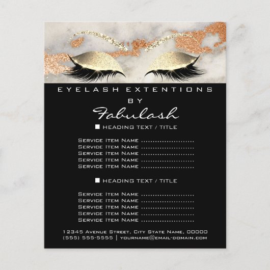 Flyer Schoonheidssalon Visagist Marmer Koraal Goud (Voorkant)