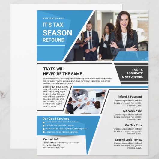 Flyer sjabloon voor belastingaangifte service (Voorkant / Achterkant)