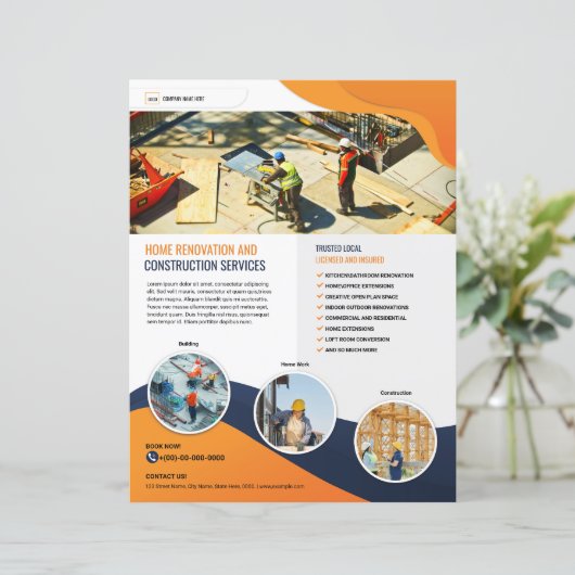 Flyer sjabloon voor bouwbedrijf (Staand voorkant)