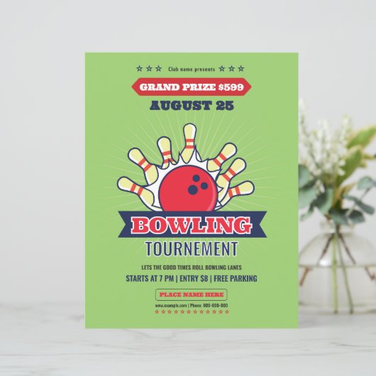 Flyer sjabloon voor bowlingtoernooi (Staand voorkant)