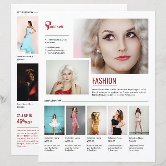 Flyer sjabloon voor modeproduct promotie (Voorkant / Achterkant)