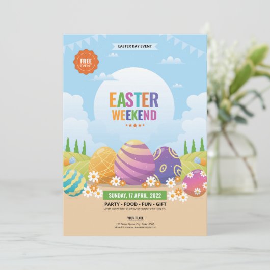 Flyer van de partij van Pasen Kaart (Staand voorkant)