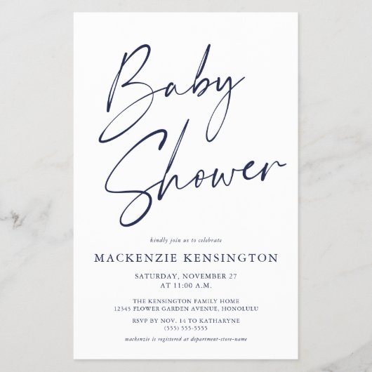FLYER VAN HET Baby shower van het Blauwe Eenvoudig (Voorkant)