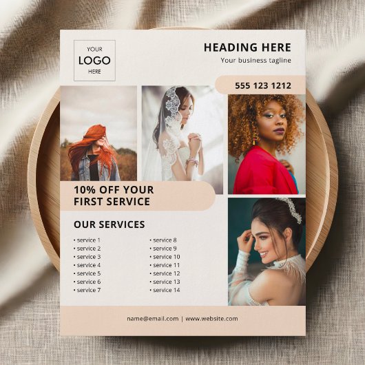 Flyer voor bedrijfsmarketing met logo en foto