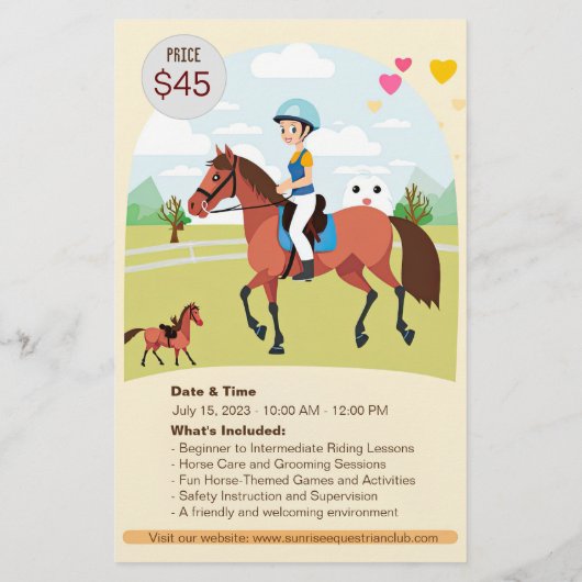  Flyer voor de Paardrijlessen van Kinderen (Achterkant)