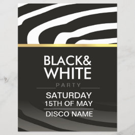 flyer voor discofeestthema met zwart en wit
